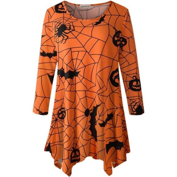 Plus-size women's tunic tops with 3/4 sleeves, designed for a loose fit - Picture 1 of 6